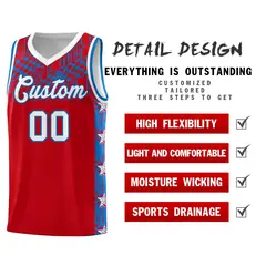 Red Mosaic Stars Basketball Uniform Jersey 2