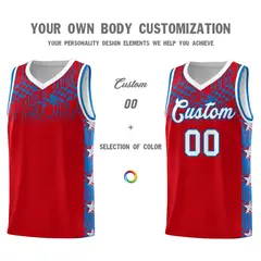 Red Mosaic Stars Basketball Uniform Jersey 3