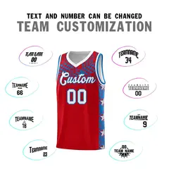 Red Mosaic Stars Basketball Uniform Jersey 4