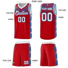 Red Mosaic Stars Basketball Uniform Jersey 5