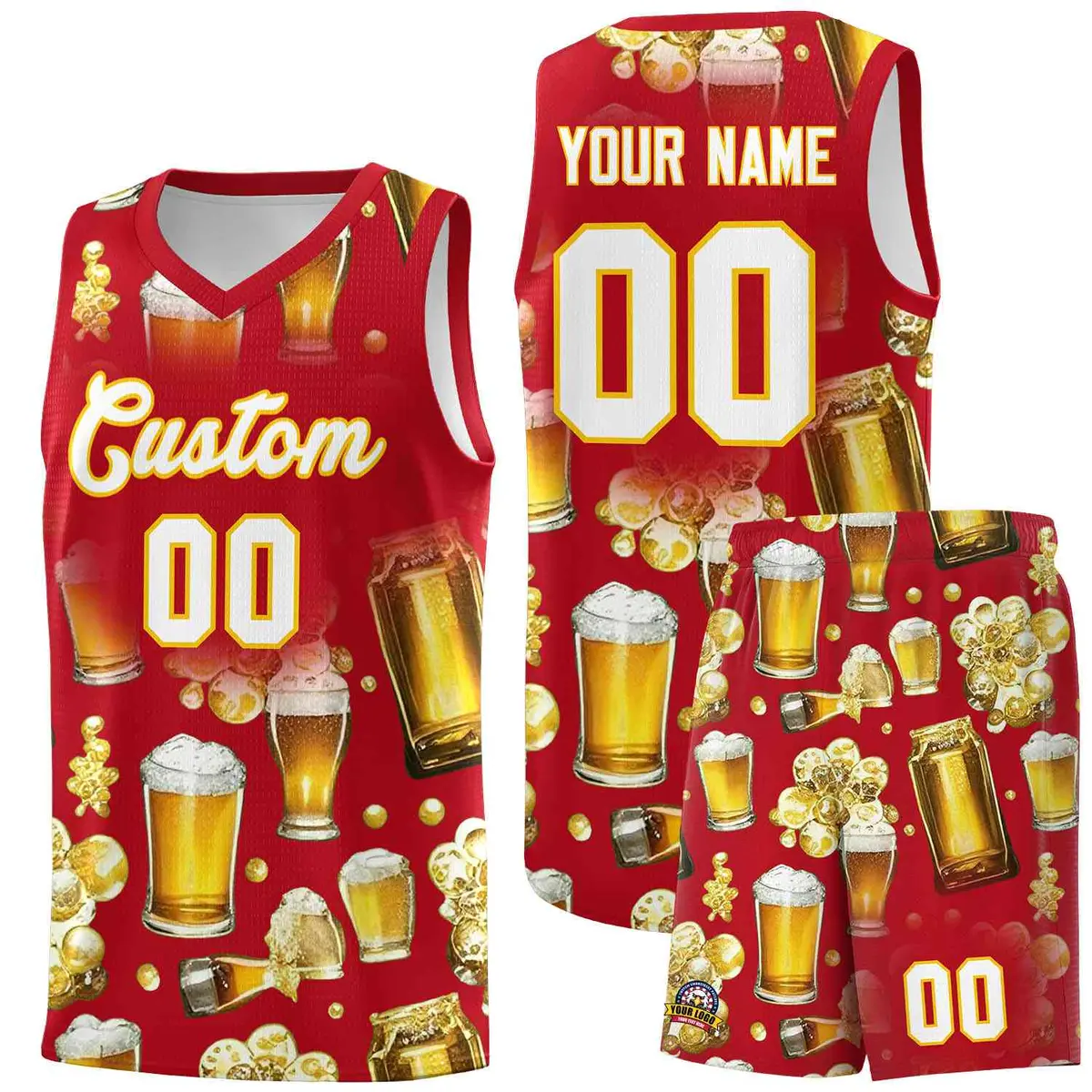 Red National Beer Day Beer Bubble Basketball Jersey