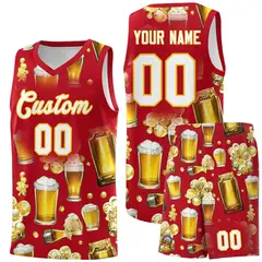 Red National Beer Day Beer Bubble Basketball Jersey