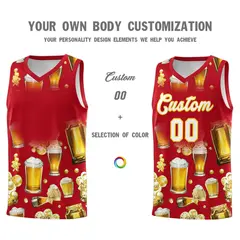Red National Beer Day Beer Bubble Basketball Jersey 2