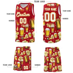 Red National Beer Day Beer Bubble Basketball Jersey 3