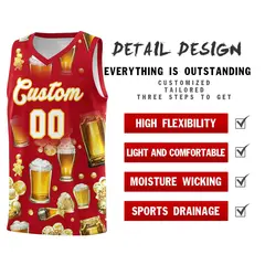 Red National Beer Day Beer Bubble Basketball Jersey 5