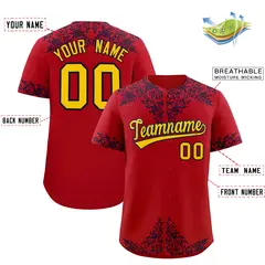 Red Navy Baroque Style Baseball Jersey 2