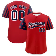 Red Navy Black American Flag Raglan Baseball Jersey 1