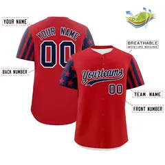 Red Navy Black American Flag Raglan Baseball Jersey 2