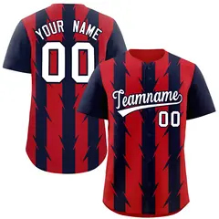 Red Navy Blade Pattern Raglan Baseball Jersey 1