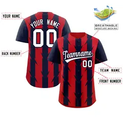 Red Navy Blade Pattern Raglan Baseball Jersey 2