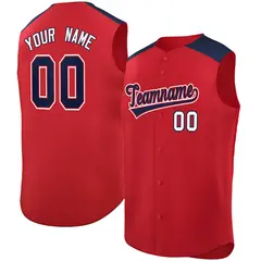 Red Navy Classic Authentic Sleeveless Baseball Jersey