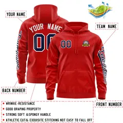 Red Navy Classic Full-Zip Varsity Letterman Jacket Hoodie 4