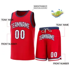 Red Navy Classic Sets Basketball Jersey 2