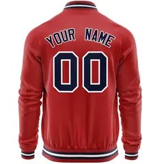 Red Navy Classic Varsity Full-Zip Letterman Baseball Jacket 6