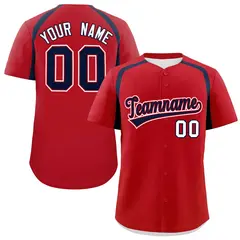 Red Navy Color Block Authentic Baseball Jersey 1