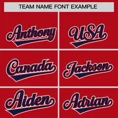 Red Navy Color Block Authentic Baseball Jersey 3
