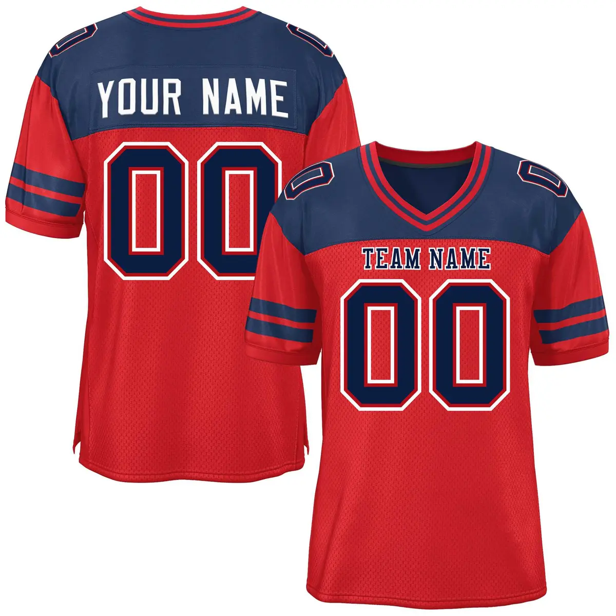 Red Navy Color Block Authentic Football Jersey