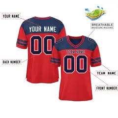 Red Navy Color Block Authentic Football Jersey 2