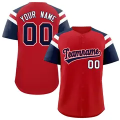Red Navy Contrast Raglan Baseball Jersey 1