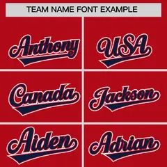 Red Navy Contrast Raglan Baseball Jersey 3