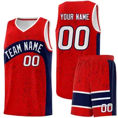 Red Navy Dot Graffiti Irregular Pattern Basketball Jersey 1