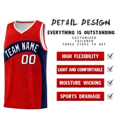 Red Navy Dot Graffiti Irregular Pattern Basketball Jersey 2