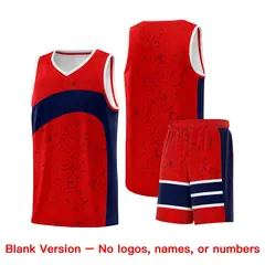 Red Navy Dot Graffiti Irregular Pattern Basketball Jersey 7