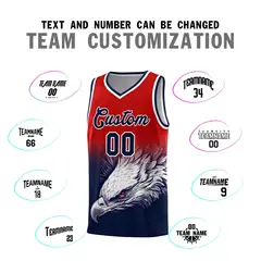 Red Navy Eagle Graffiti Pattern Basketball Jersey 2