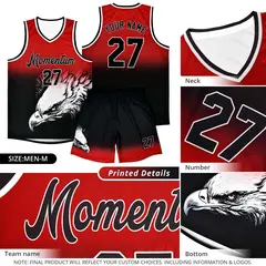 Red Navy Eagle Graffiti Pattern Basketball Jersey 4