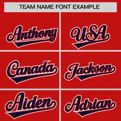 Red Navy Edge Color Block Baseball Jersey 3