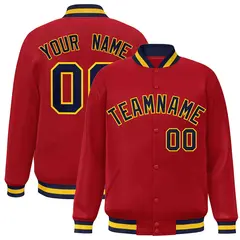 Red Navy-Gold Classic Varsity Full-Snap Letterman Jacket 1