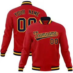 Red Navy-Gold Classic Varsity Full-Snap Letterman Jacket 1