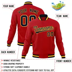 Red Navy-Gold Classic Varsity Full-Snap Letterman Jacket 4