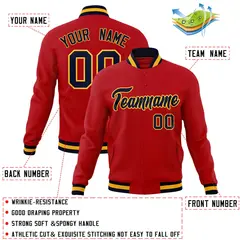 Red Navy-Gold Classic Varsity Full-Snap Letterman Jacket 4