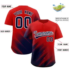 Red Navy Gradient Diagonal Stripe Fashion Baseball Jersey 2