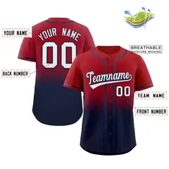 Red Navy Gradient Fashion Baseball Jersey 2