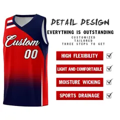Red Navy Gradient Fashion Sports Uniform Basketball Jersey 2