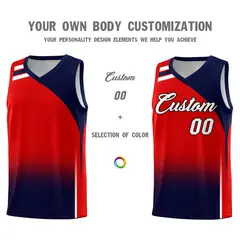 Red Navy Gradient Fashion Sports Uniform Basketball Jersey 3