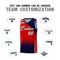 Red Navy Gradient Fashion Sports Uniform Basketball Jersey 4
