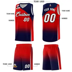 Red Navy Gradient Fashion Sports Uniform Basketball Jersey 5