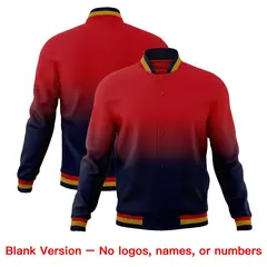 Red Navy Gradient Full-Snap Varsity Letterman Jacket 7