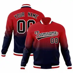 Red Navy Gradient Full-Snap Varsity Letterman Jacket 1