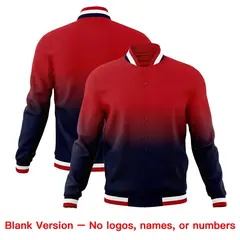 Red Navy Gradient Full-Snap Varsity Letterman Jacket 7