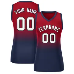 Red Navy Gradient Mesh Basketball Jersey For Women