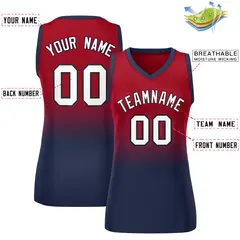 Red Navy Gradient Mesh Basketball Jersey For Women 2