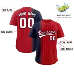 Red Navy Gradient Pinstripe Baseball Jersey 2