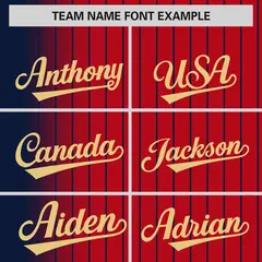 Red Navy Gradient Pinstripe Varsity Full-Snap Letterman Jacket 3