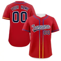 Red Navy Gradient Ribbed Authentic Baseball Jersey 1