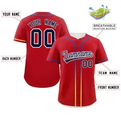 Red Navy Gradient Ribbed Authentic Baseball Jersey 2