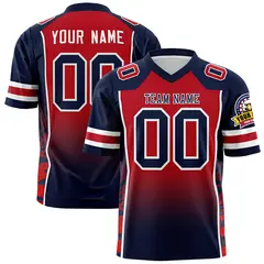Red Navy Gradient Side Pattern Authentic Football Jersey 1